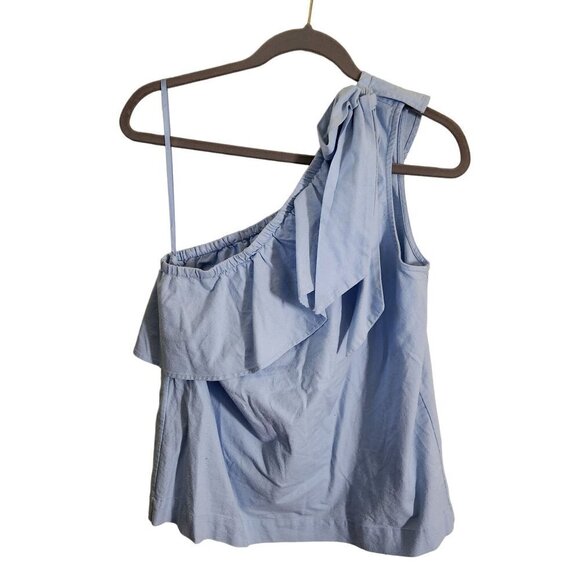 Vineyard Vines NWT Oxford One Shoulder Bow Top Cloud Size 6 - Picture 2 of 10